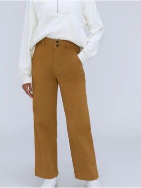 Everlane Organic Cotton Wide Leg Crop Pants Tampenade Brown High Rise Size 6